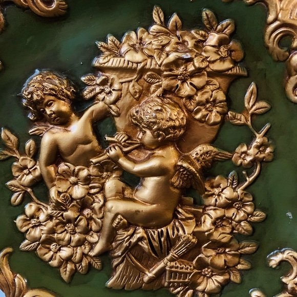 French plaster 3 D  Gold and Green Decorative plaque - Picture 2 of 12